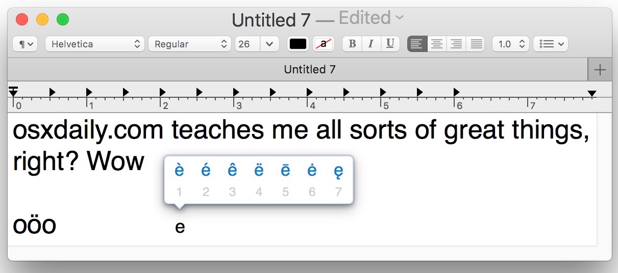 get vowel with line over it in word for mac